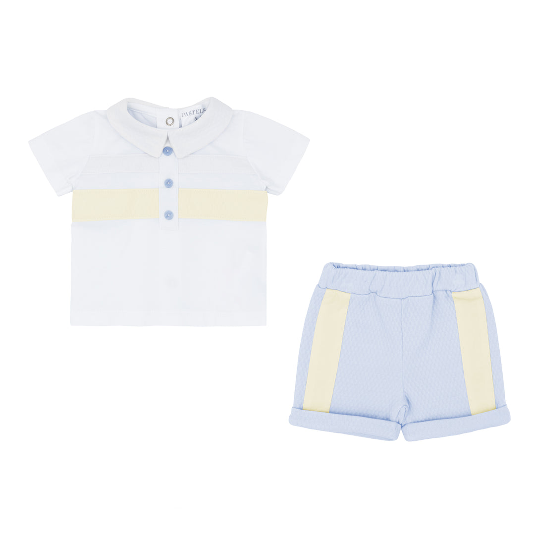 Pastels & Co Boys Bramble White Lemon & Blue Short Set P-103C