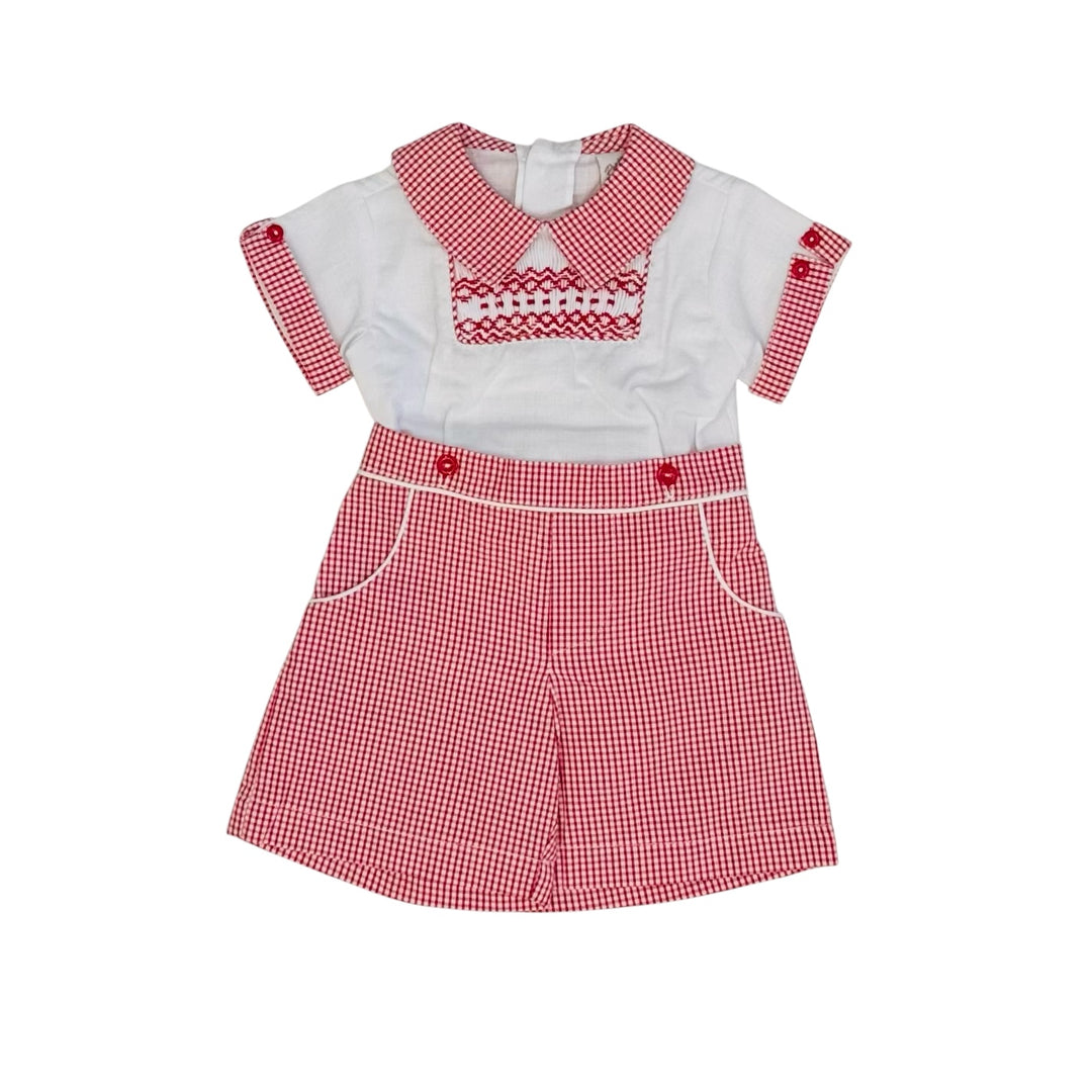 Pretty Originals Boys Red & White Gingham Short Set MT02316