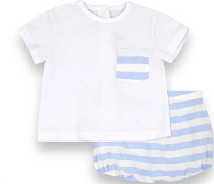 Rapife Baby Boys Blue & White Stripe Jam Pan Set 4514S24