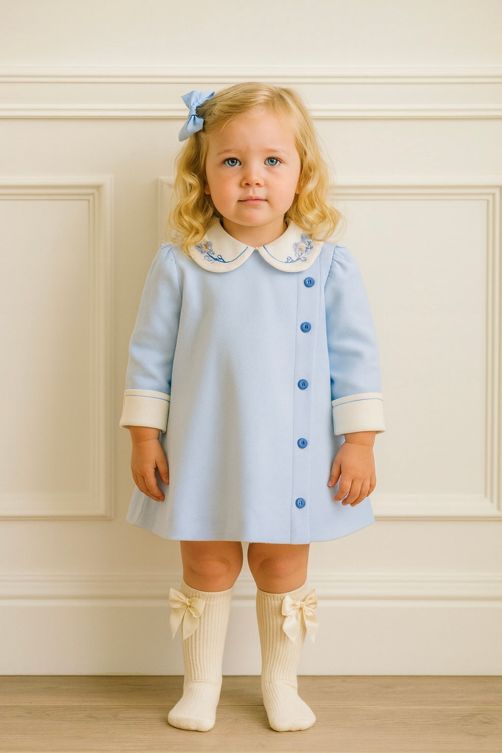 Pretty Originals Blue & Cream Dress BD02344A
