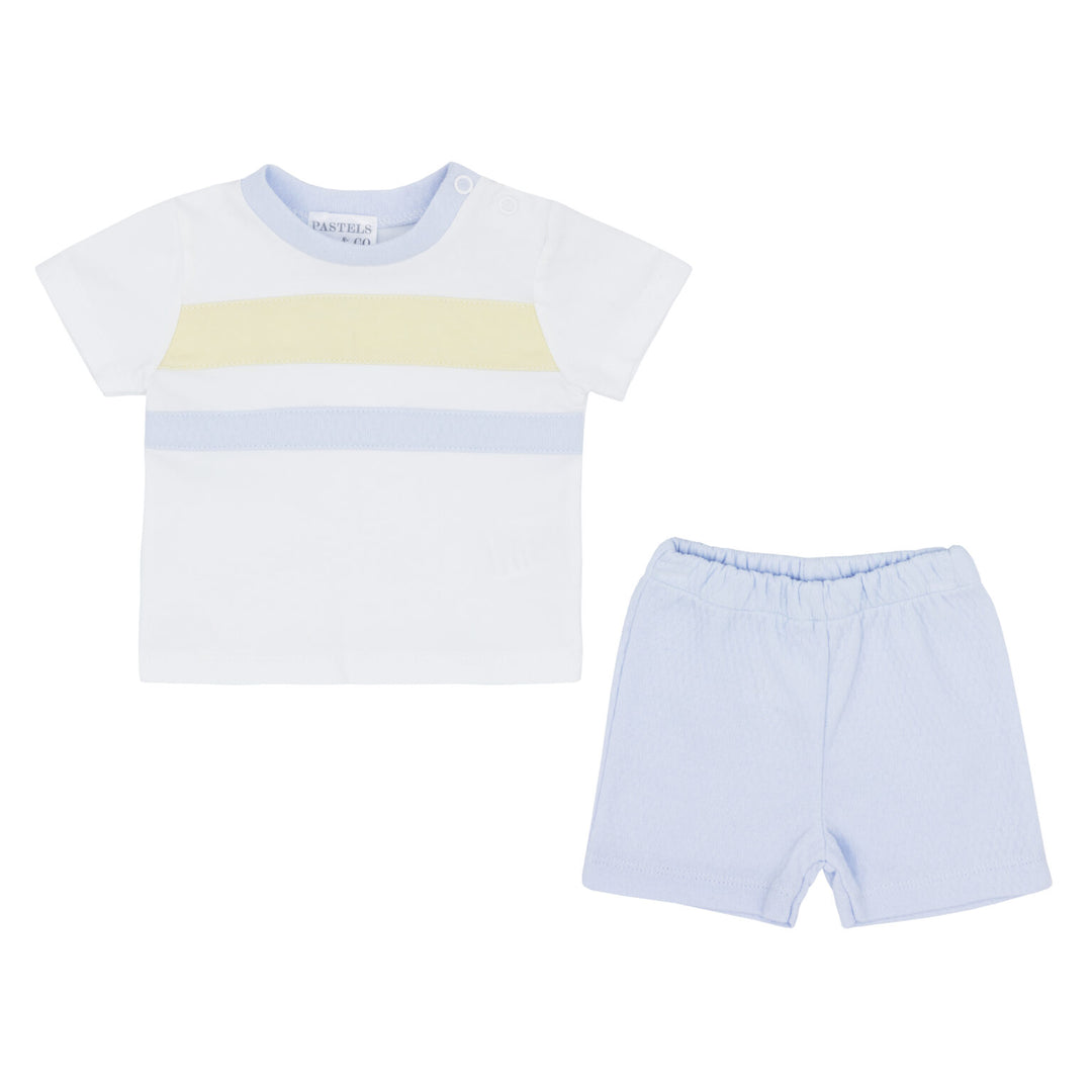 Pastels & Co Boys Buster White Lemon & Blue Short Set P-103E