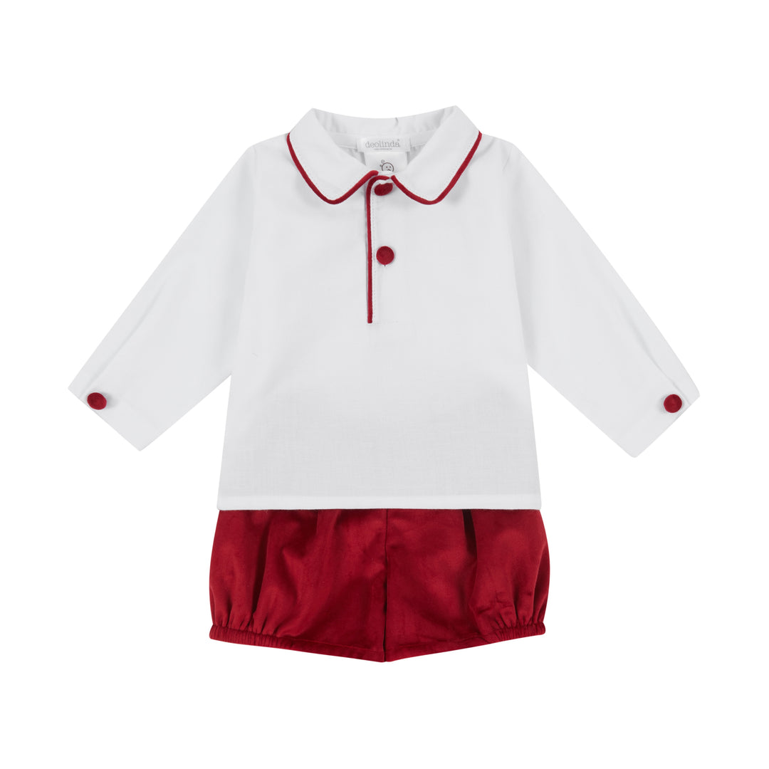 Deolinda Baby Boys Red Velvet Jam Pant Set DBI236408R