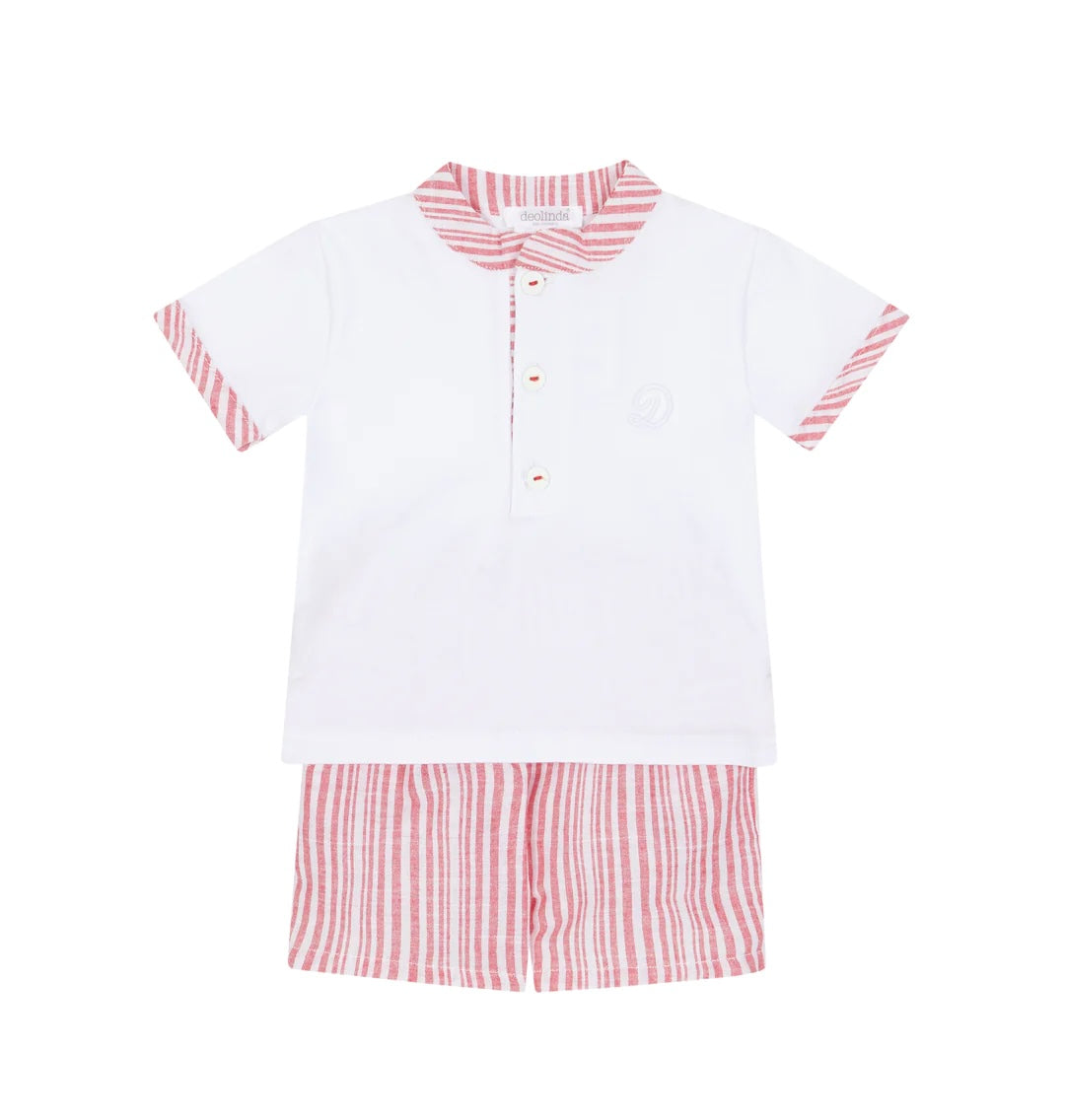 Deolinda Boys White & Red Mexico Short Set DBV24804