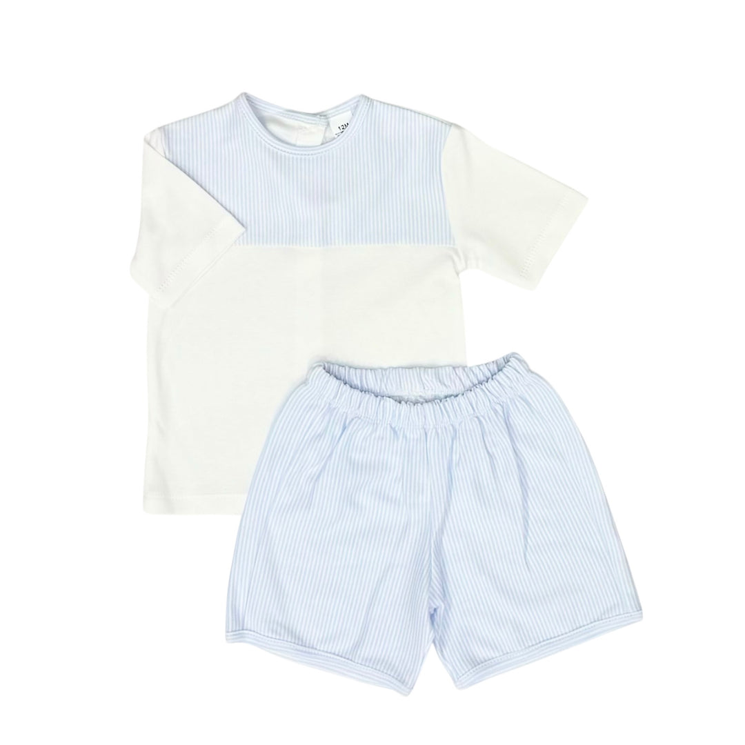 Boys Blue & White Striped Top & Short Set LBSG172