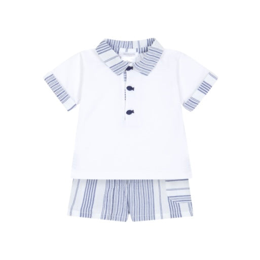 Deolinda Boys White & Blue Creta Short Set DBV24831