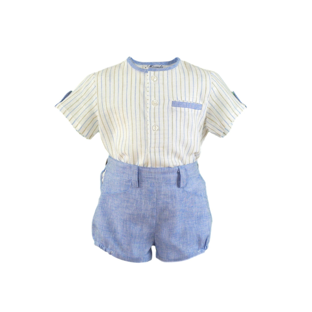 Miranda Baby Boys Blue Stripe Short Set 15023