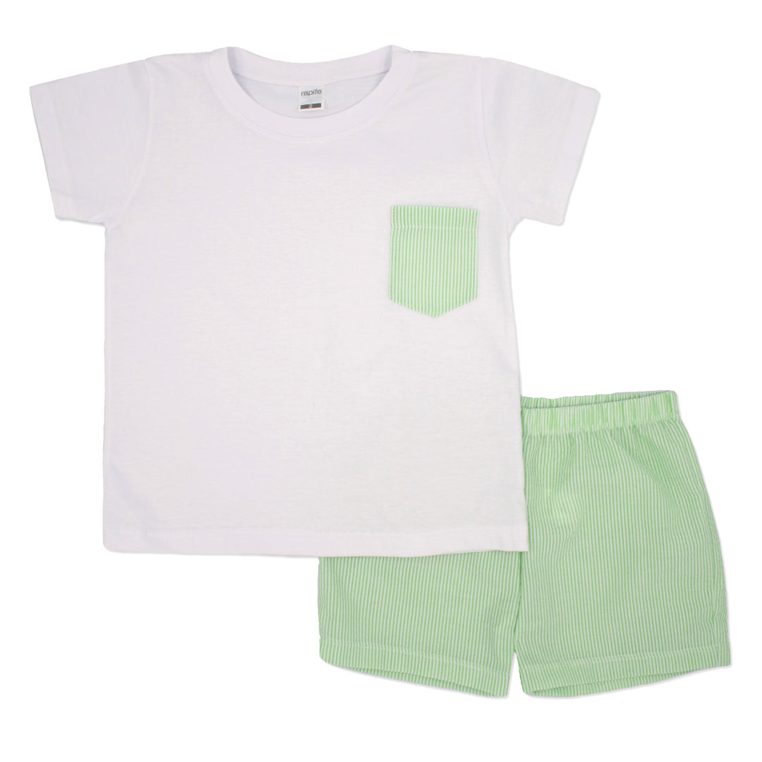 Rapife Boys Green Striped Short Set 4950S24