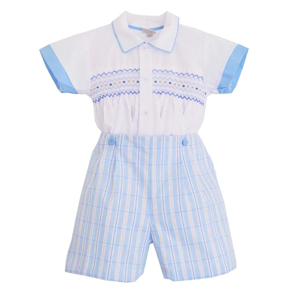 Pretty Originals Smocked Blue & White Check Short Set DL08113WB