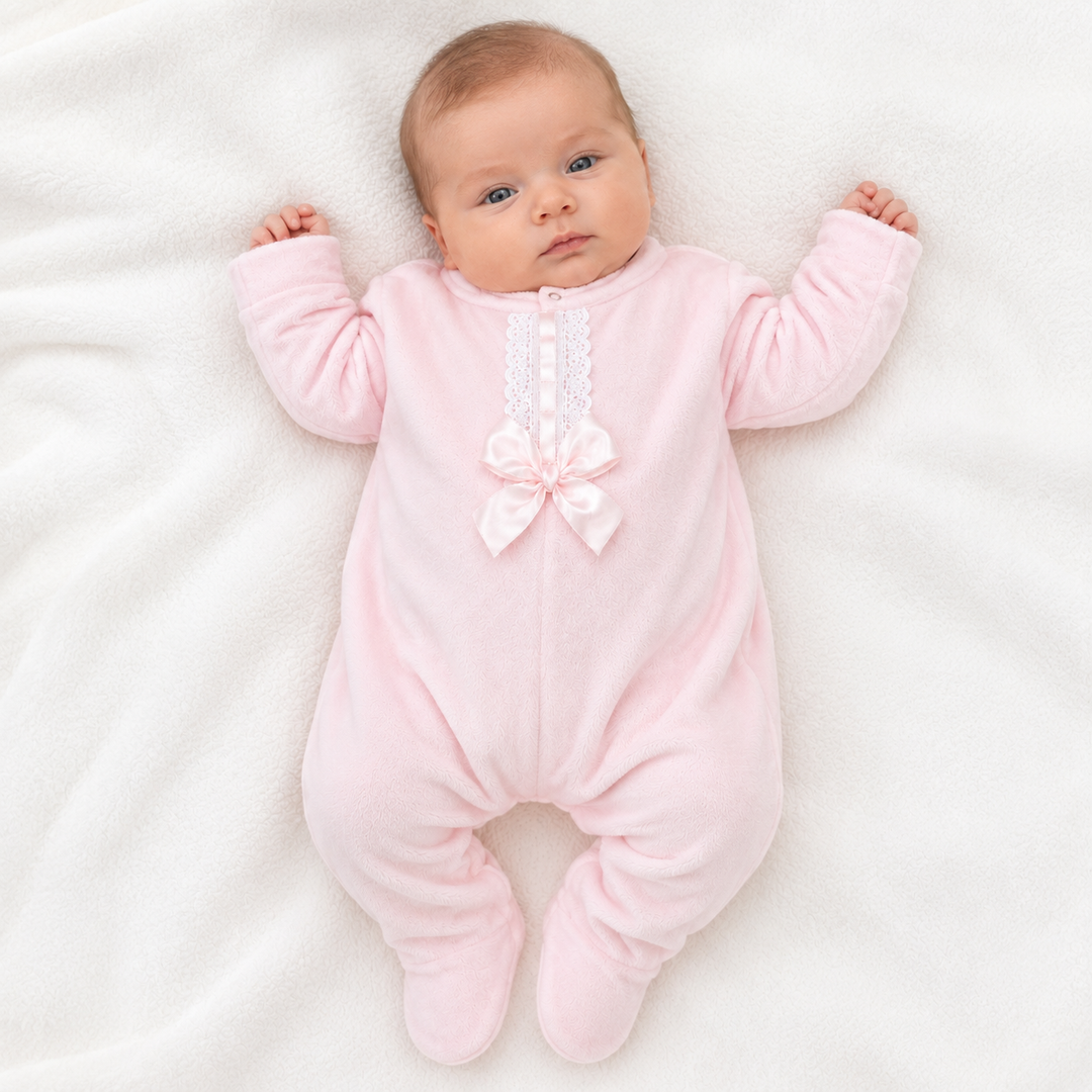 SARDON PINK AND WHITE LACE BABYGROW 718