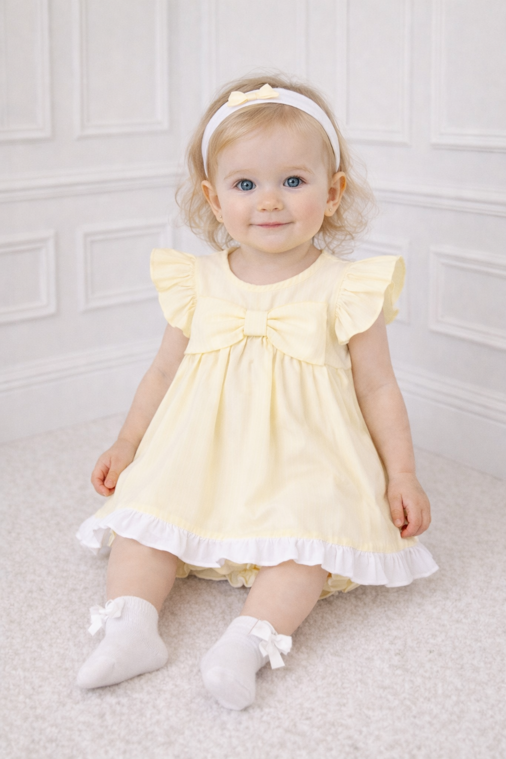 Baby Girls Stripe Bow Dress Knickers & Headband