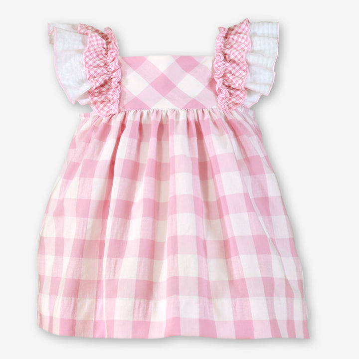 PRE ORDER Miranda Baby Girls Pink & White Check Dress 502V