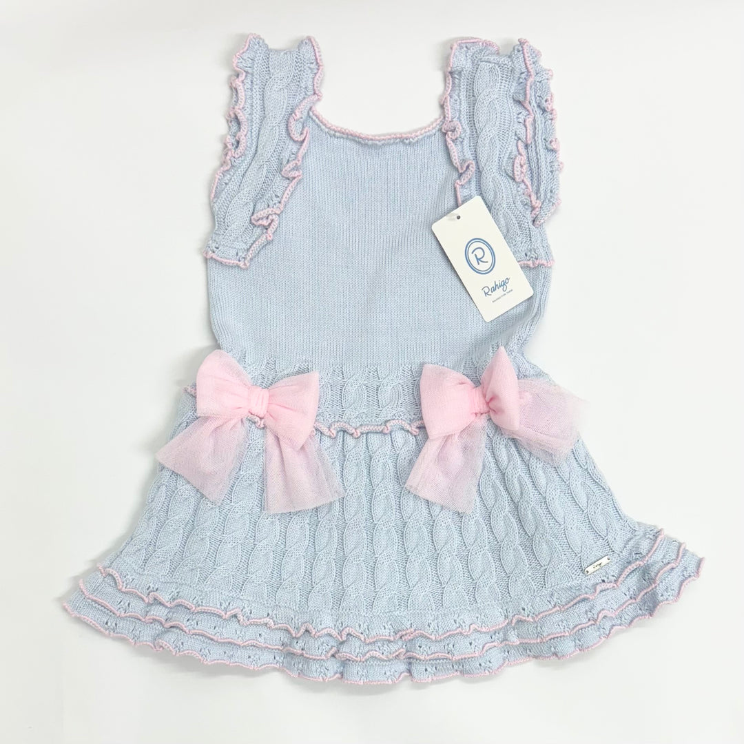 Rahigo Girls Baby Blue & Pink Knitted Dress 24187