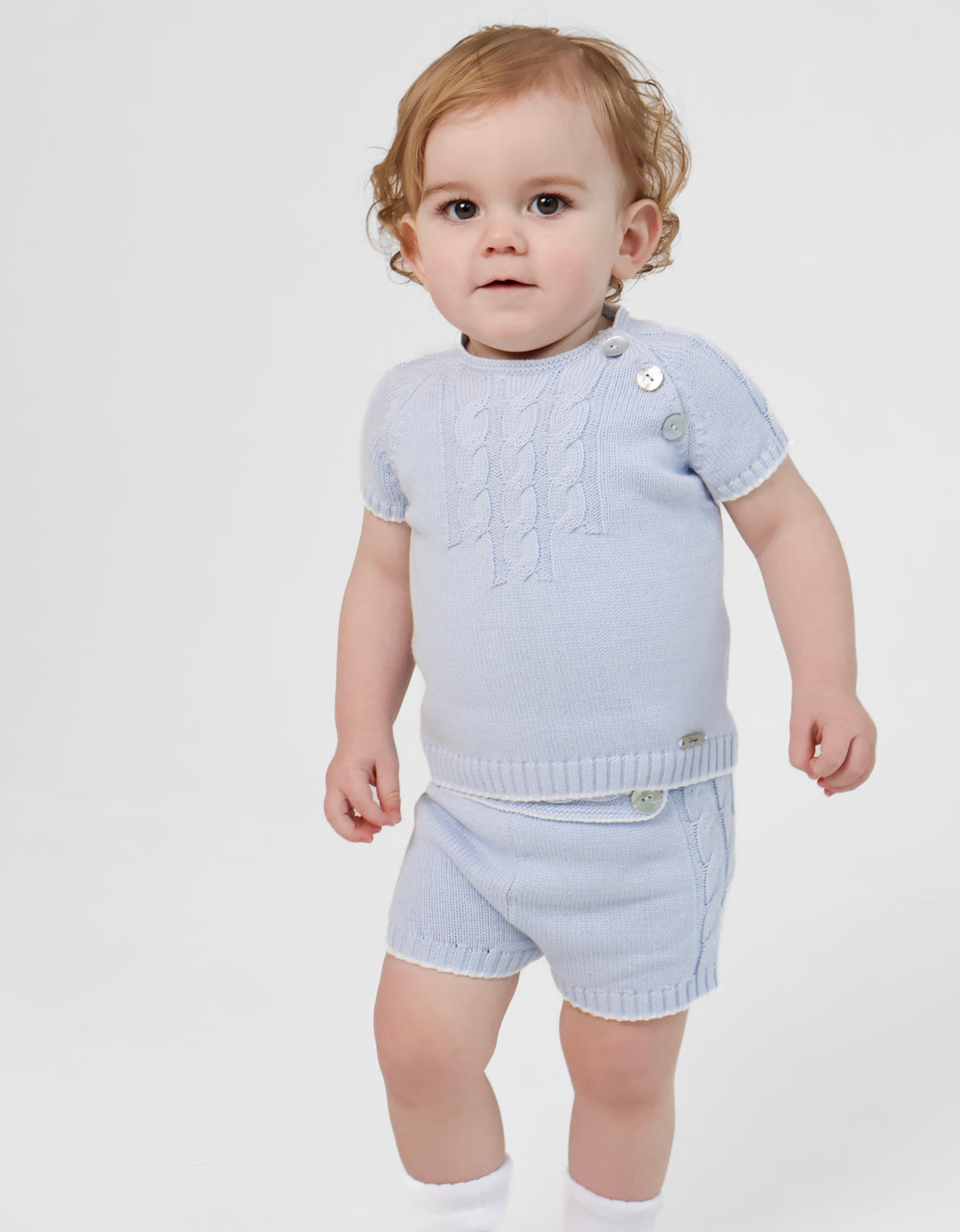 Rahigo Baby Boys Blue & White Knitted Short Set 24178