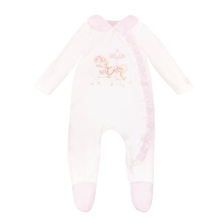 Jamiks Baby Girls Carousel Ivory & Pink Babygrow