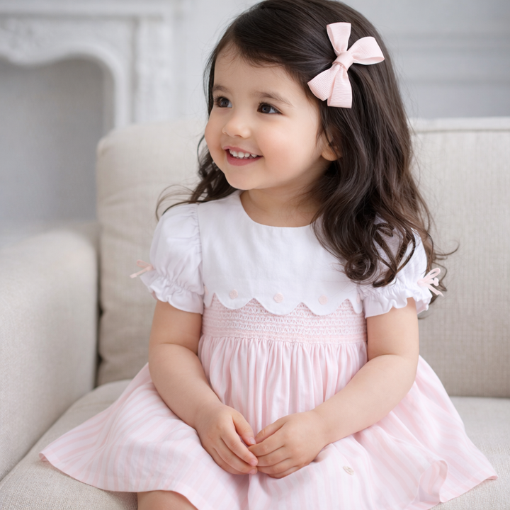 PRE ORDER Deolinda Pink & White Stripe Smocked Dress 26407