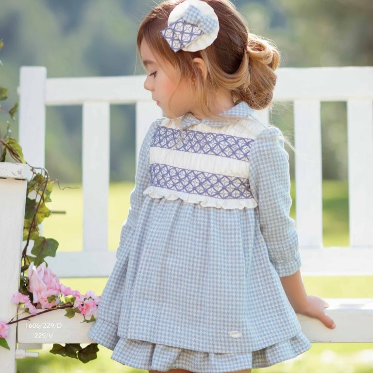 Miranda Girls Blue Houndstooth Dress 229VB