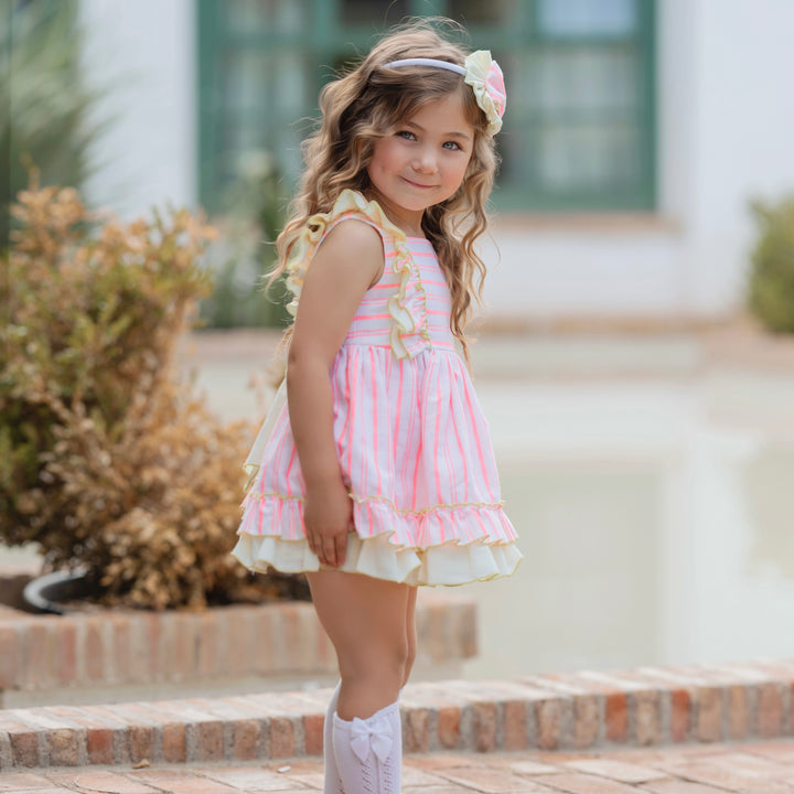 Miranda Girls Pink Neon Ruffle Dress 252V