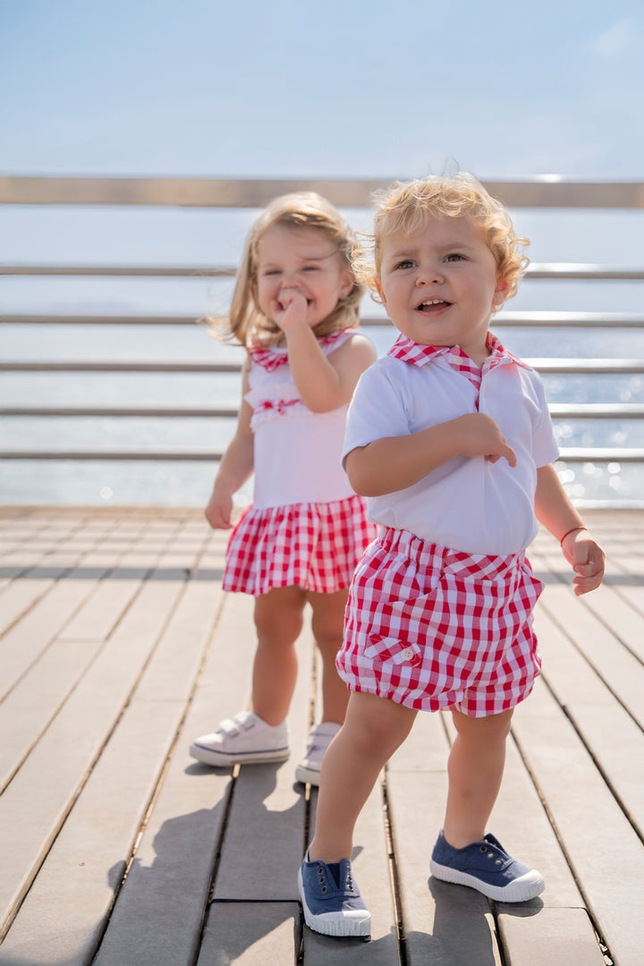 Miranda Baby Boys Red & White Check Jam Pant Set 623