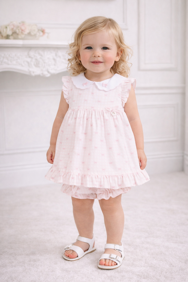 PRE ORDER Pink Bow Print Dress & Knickers Deolinda 26304