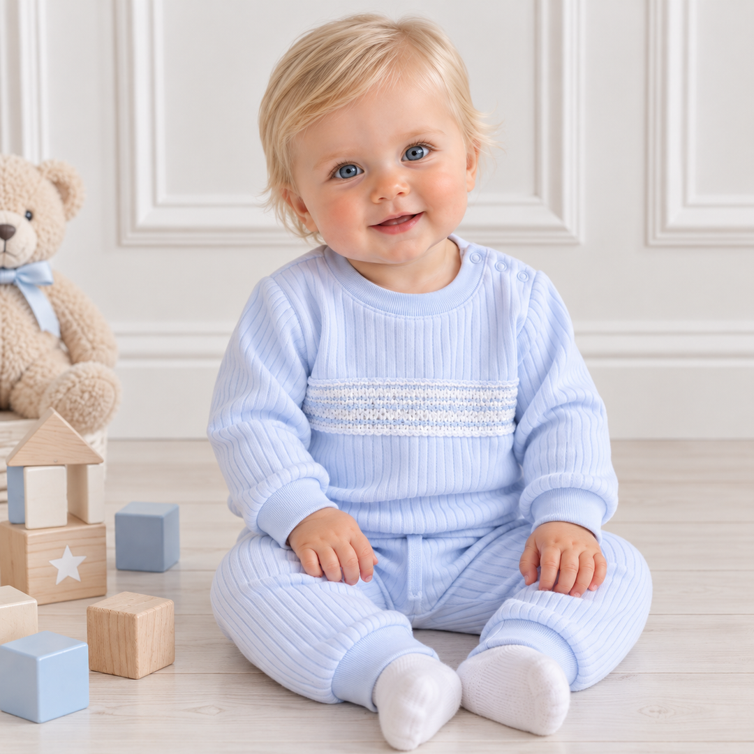 DEOLINDA BABY BOYS BLUE SMOCKED TRACKSUIT DB126902