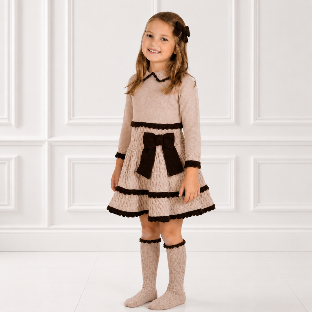 PREORDER RAHIGO GIRLS CAMEL & CHOCOLATE DRESS 26243