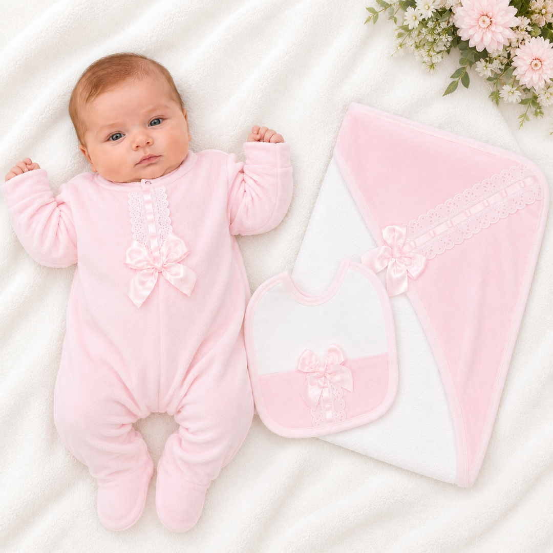 SARDON PINK AND WHITE LACE BABYGROW 718