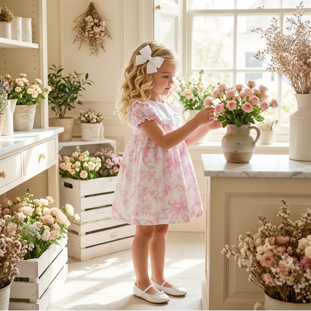 Fofettes Be Chic Girls Pink Bow Dress 603D