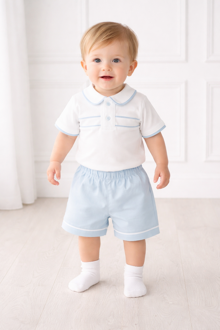 Boys Blue & White Short Set LBSG169