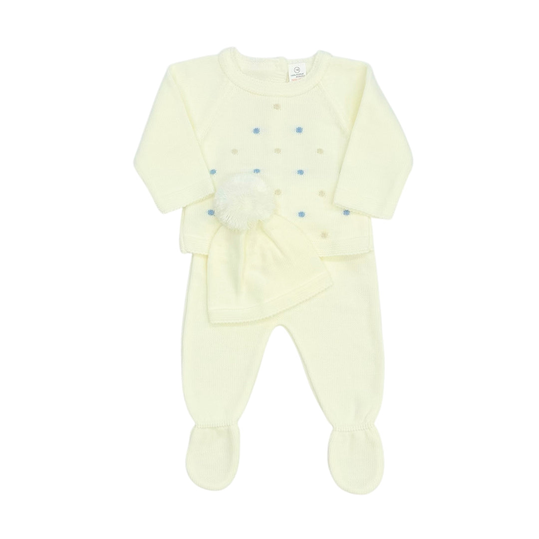 Baby Boys Knitted Cream Three Piece Set LBC5004