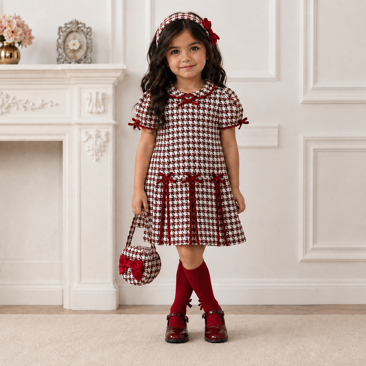 PRE ORDER DEOLINDA CHIC GIRLS RED CHECKED DRESS CD126039