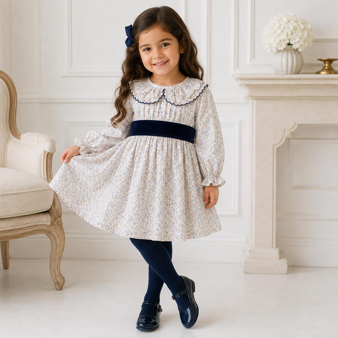 DEOLINDA GIRLS  BLUE FLORAL MIDNIGHT DRESS DB126410