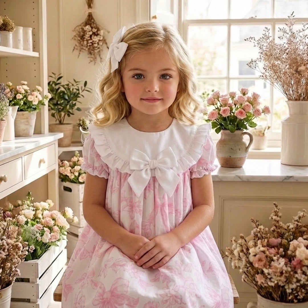 Fofettes Be Chic Girls Pink Bow Dress 603D