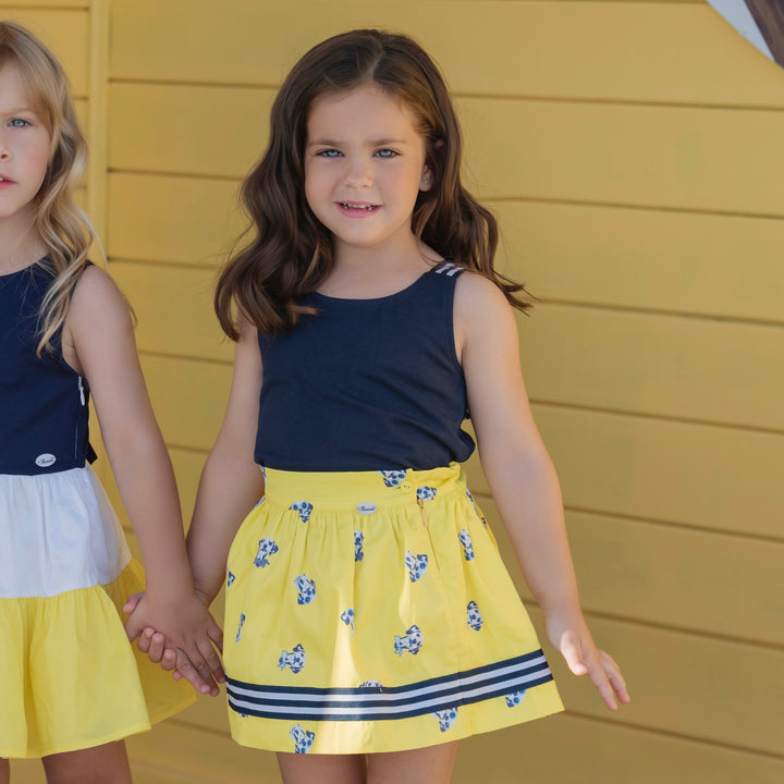 PRE ORDER Miranda Yellow & Navy Skirt Set 6322