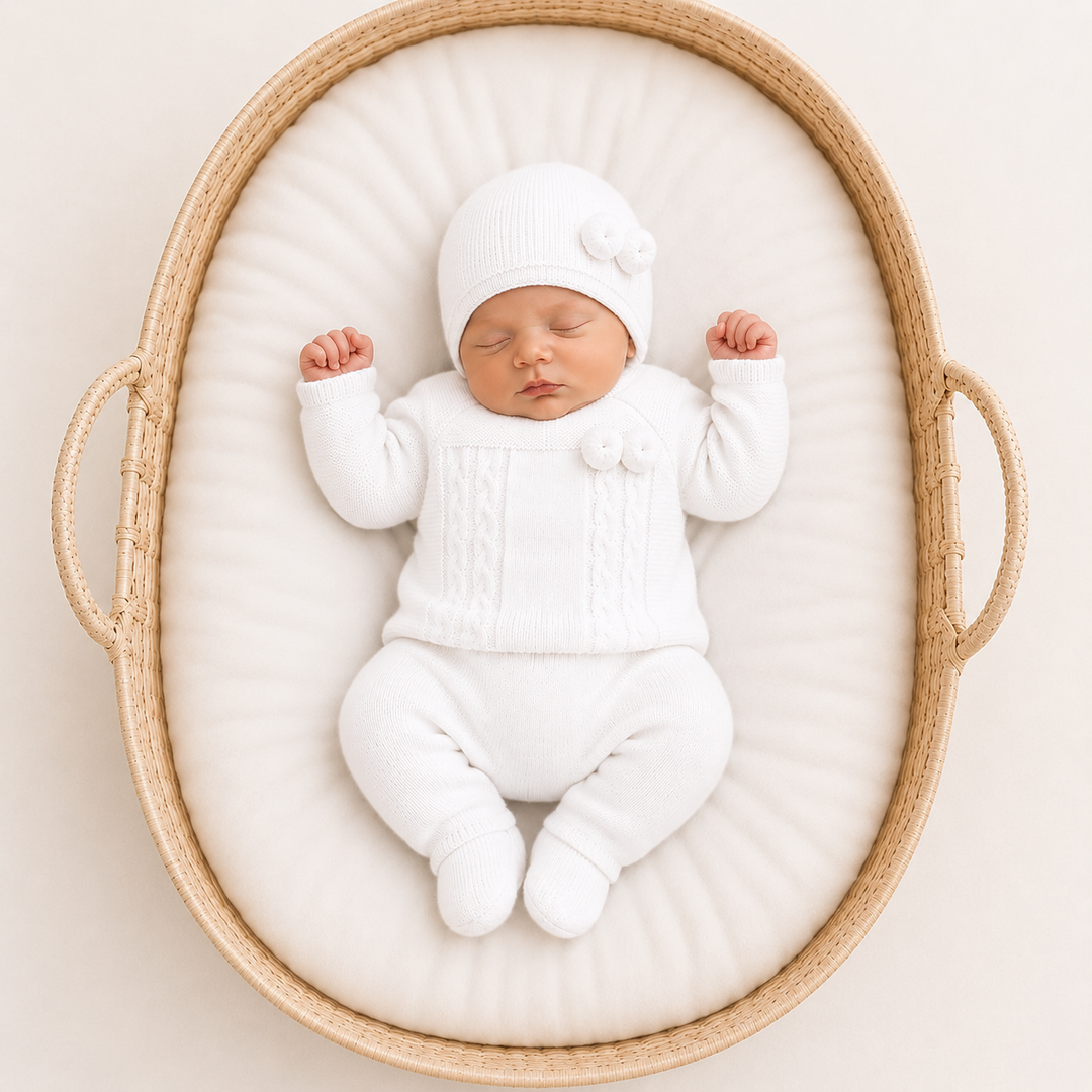SARDON BABY WHITE 3 PIECE POM POM SET 731