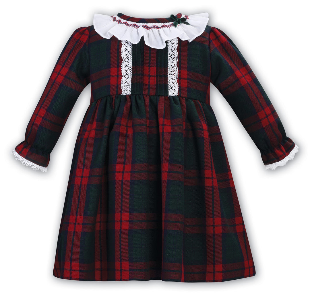Sarah Louise Red & Green Tartan Dress 013136 Little Beautifuls Sarah Louise Red & Green Tartan Dress 013136 Little Beautifuls