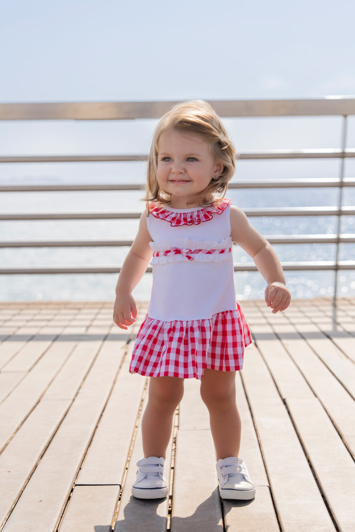 Miranda Baby Girls Red & White Check Dress 517V