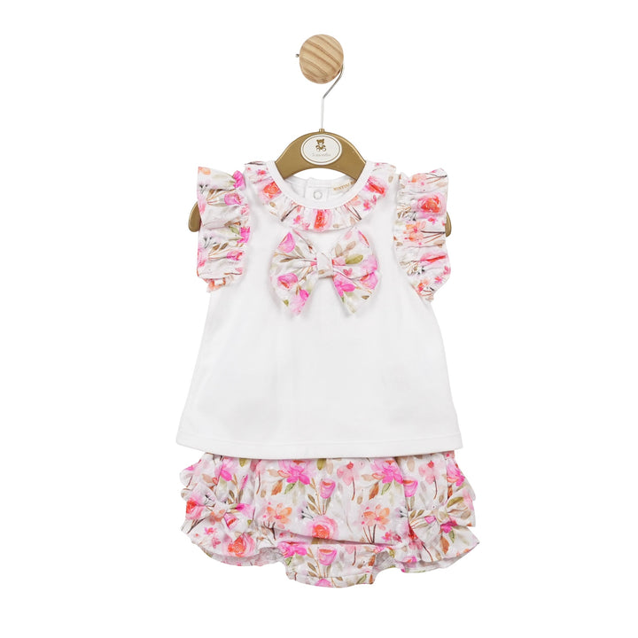 Mintini Baby Girls White & Floral Jam Pant Set MB5595