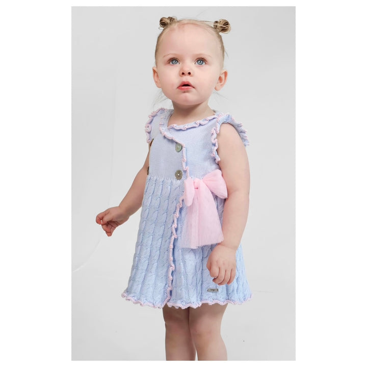 Rahigo Baby Girls Baby Blue & Pink Knitted A line Dress And Knickers 24166