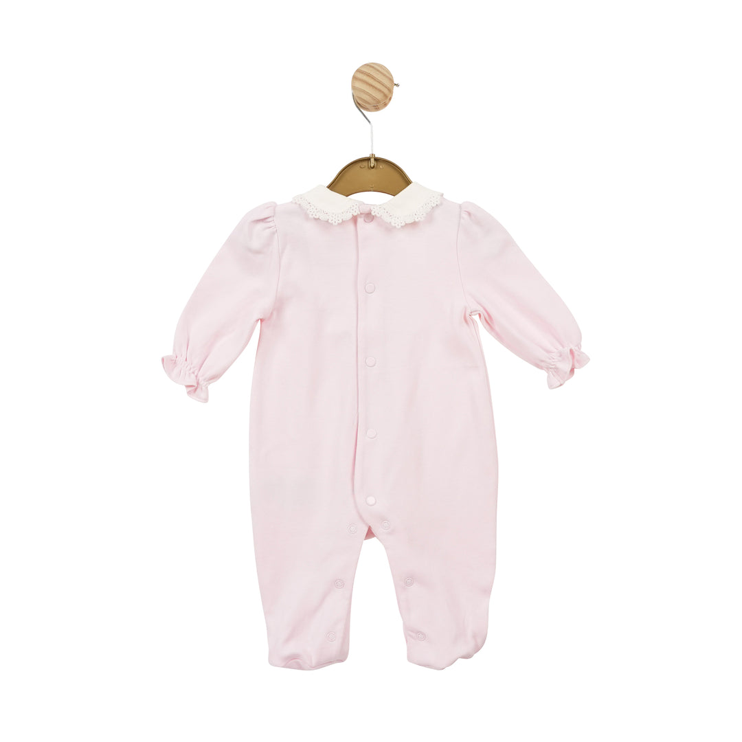 Mintini Baby Girls Pink Smocked Babygrow MB5620P