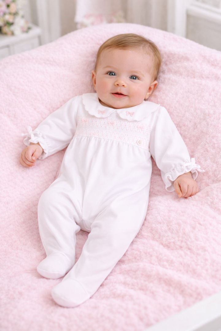 Deolinda White Smocked Babygrow 26112W