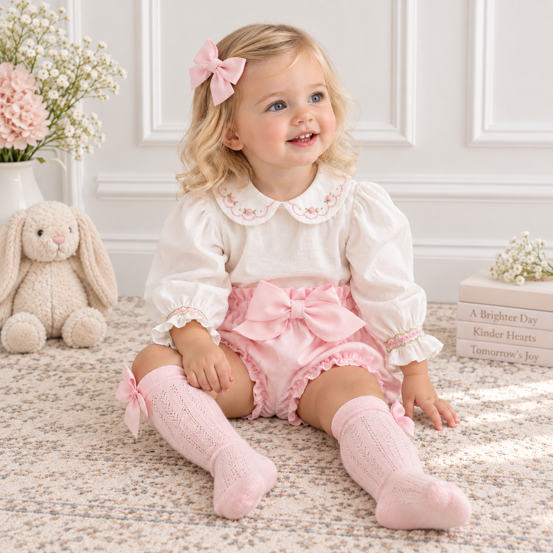 PRETTY ORIGINALS BABY GIRLS BLOUSE & PINK JAM PANTS SET BD02422A