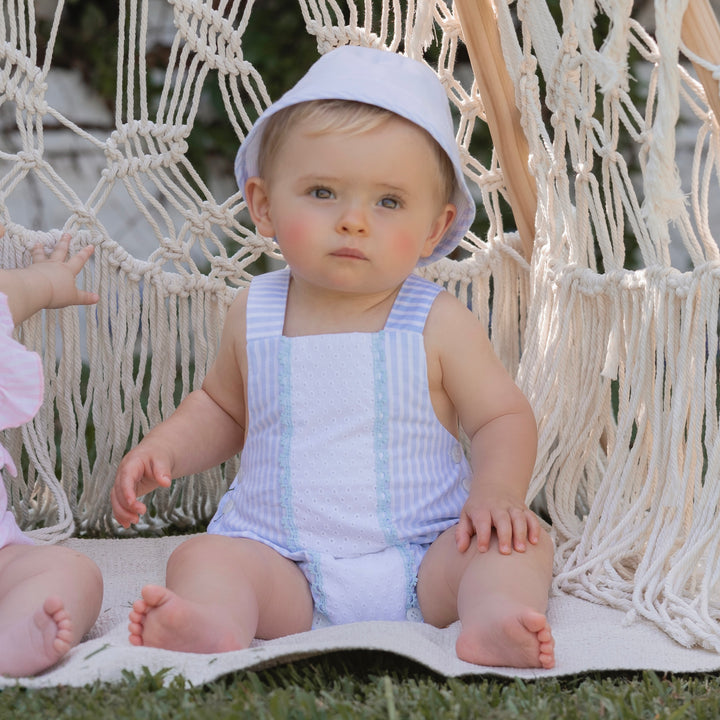 PRE ORDER Miranda Baby Boys Blue & White Striped Romper 463