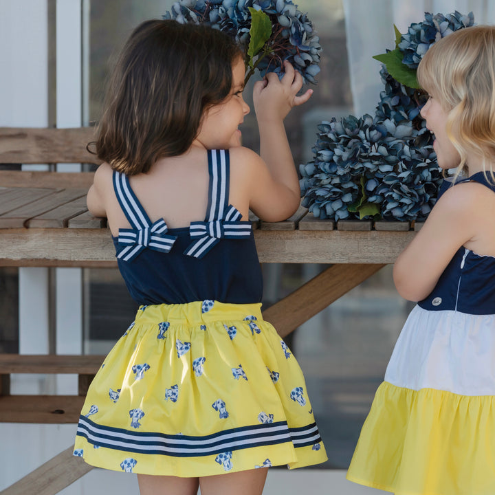 PRE ORDER Miranda Yellow & Navy Skirt Set 6322