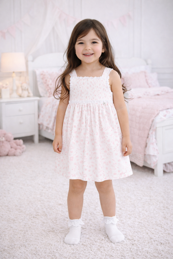 PRE ORDER Deolinda Girls Pink Smocked Floral Dress 26423