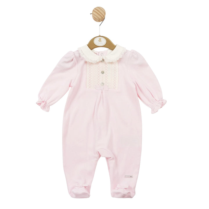 Mintini Baby Girls Pink Smocked Babygrow MB5620P