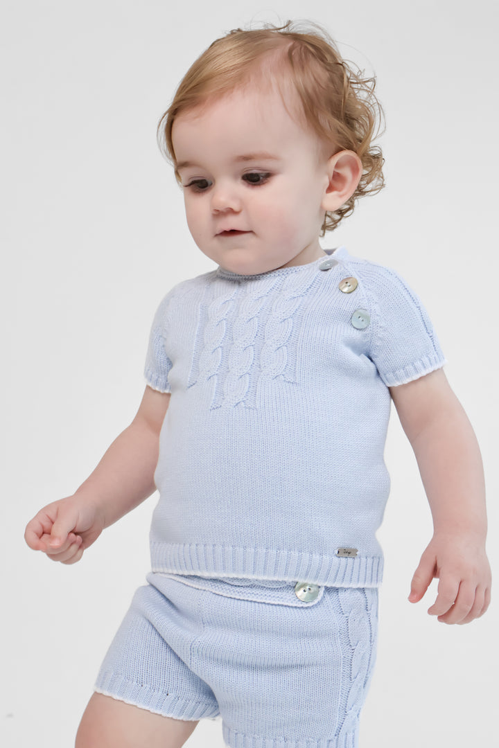 Rahigo Baby Boys Blue & White Knitted Short Set 24178