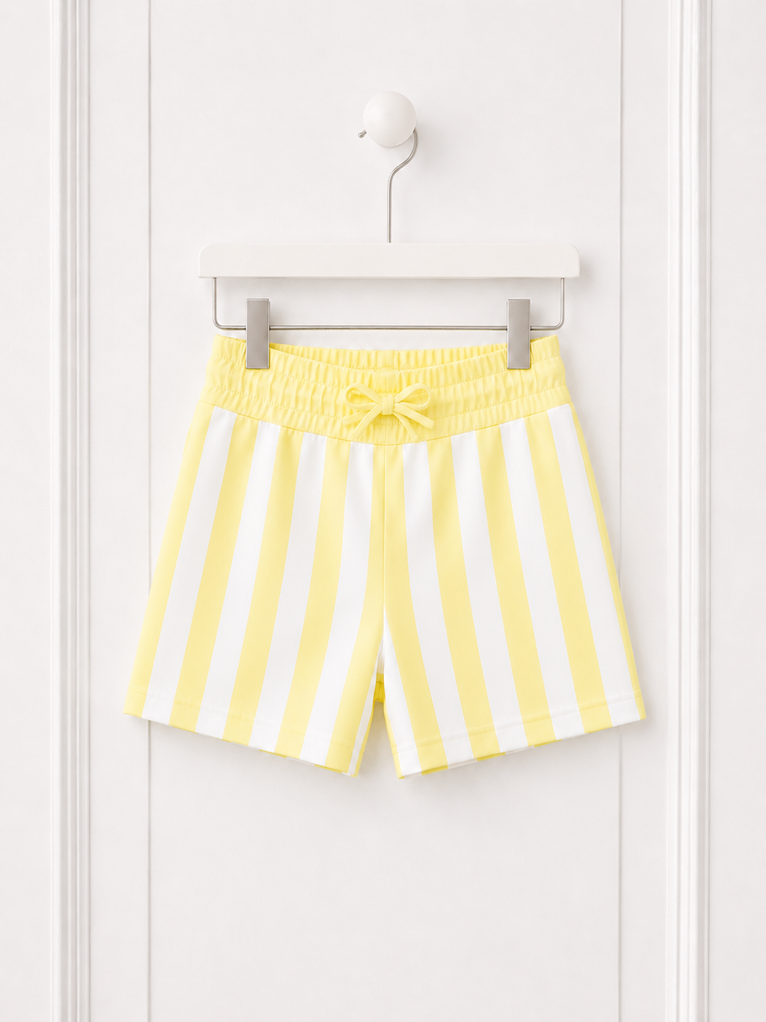 Boys Lemon & White Stripe Swim Shorts
