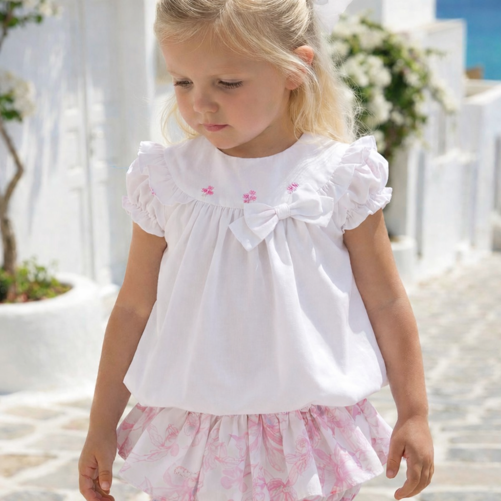 Fofettes Be Chic Pink Bow Blouse & Jam Pant Set 604BL/606BM