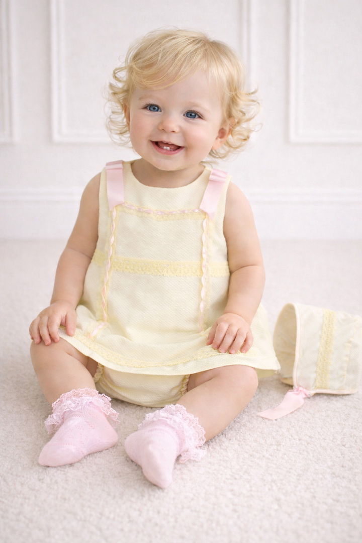 Dulce De Fresa Gracie Cream & Pink Dress Set