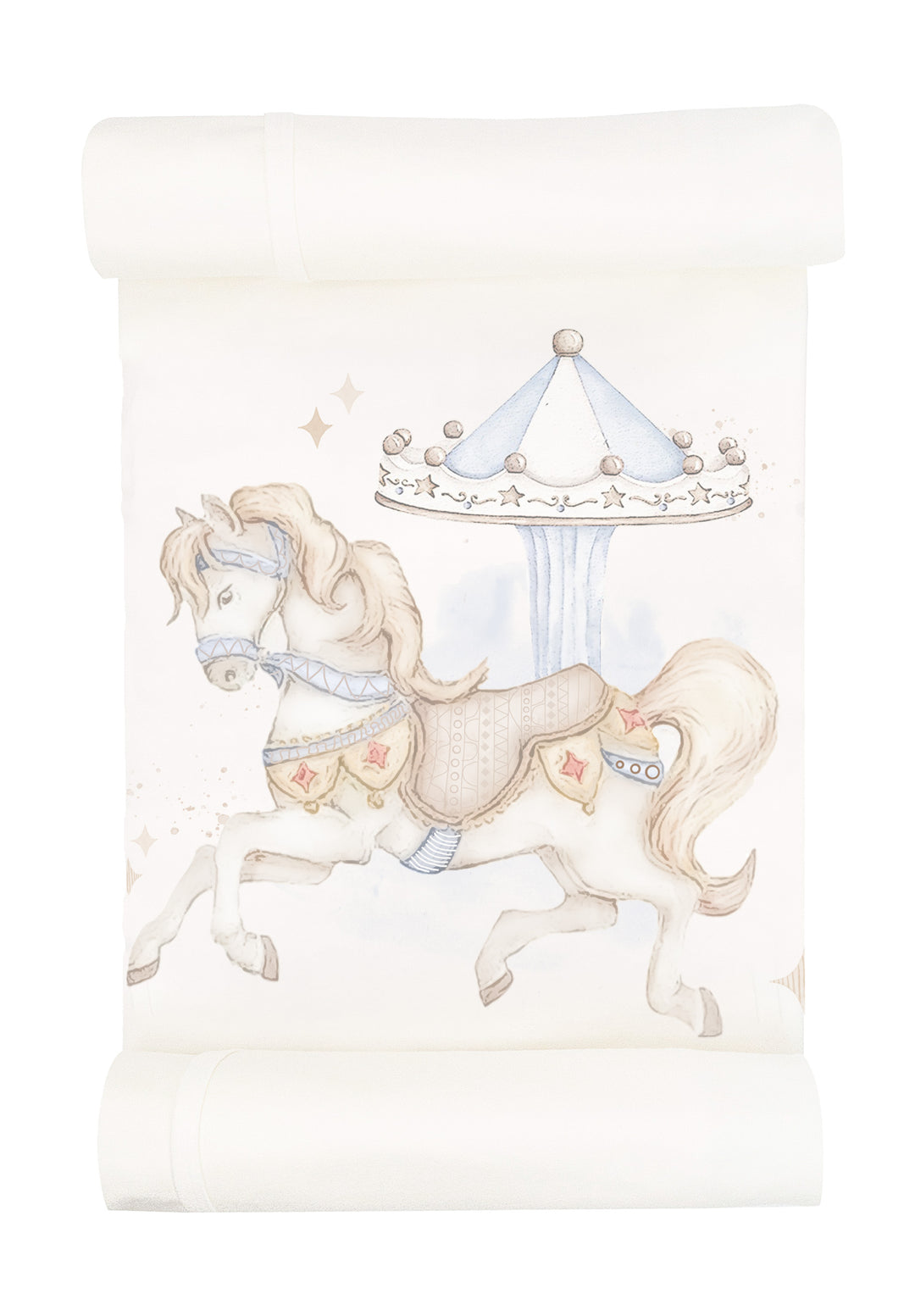 Jamiks Baby Boys Ivory & Blue Carousel Blanket